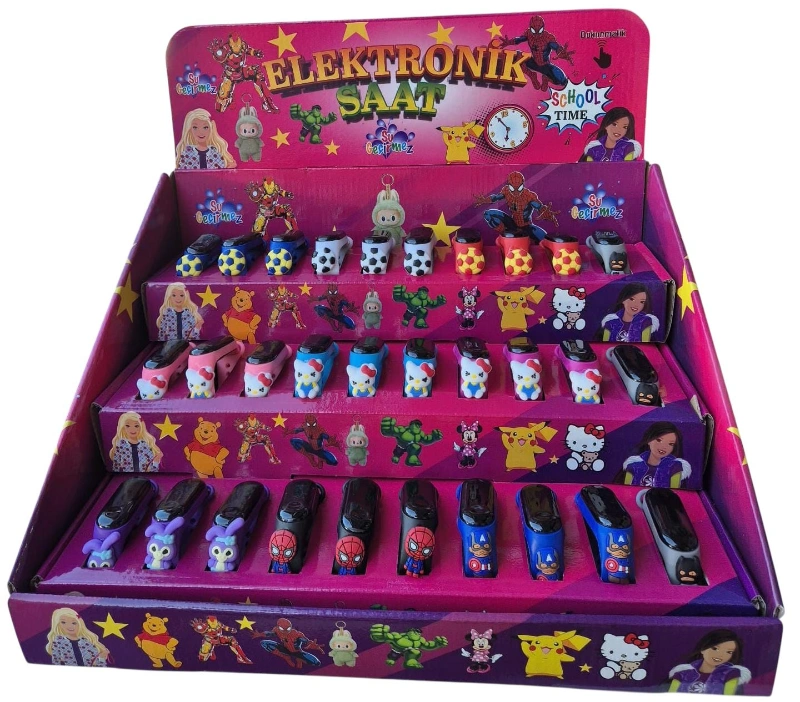 DİJİTAL ÇOCUK SAATİ KARAKTERLİ MODELLER / 30LU STANT